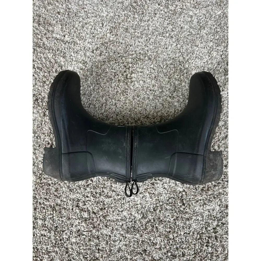 Hunter Women's Refined Black Ankle Biker Rain Boot Size 7